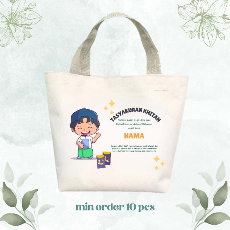 Souvenir Tas Totebag Khitanan Sunatan Printing Custom Totebag Mini Printing