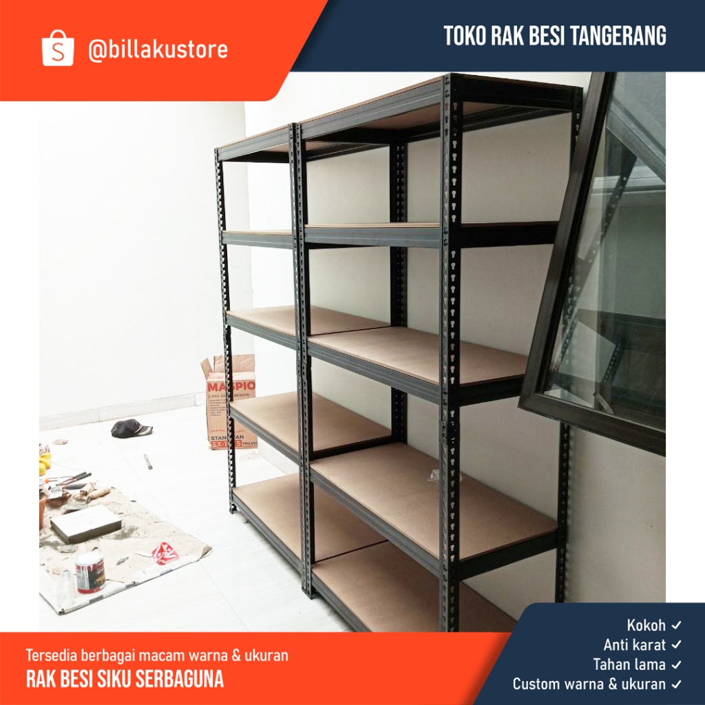 Rak Besi Boltless MYSTAR 45 x 120 x 180 CM 5 susun Fiberboard | Rak Gudang
