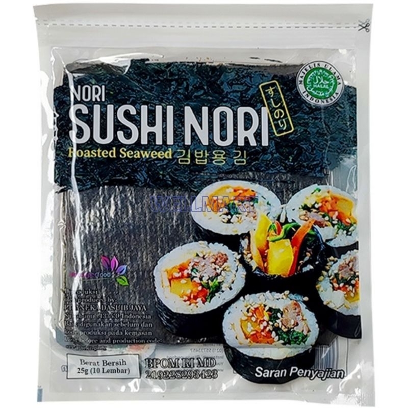 

Sushi Nori Kimbab Isi 10 Lembar 25g Halal Roasted Seaweed Rumput Laut Panggang