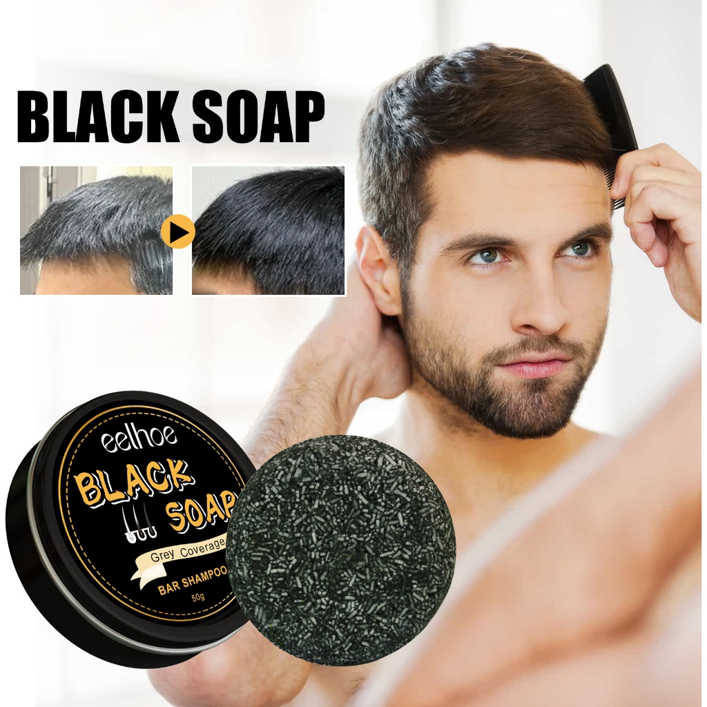 Pria Rambut Hitam Sabun Penggelap Rambut Sabun Sampo Bar Penggelap Polygonum Essence Hair Darkening 