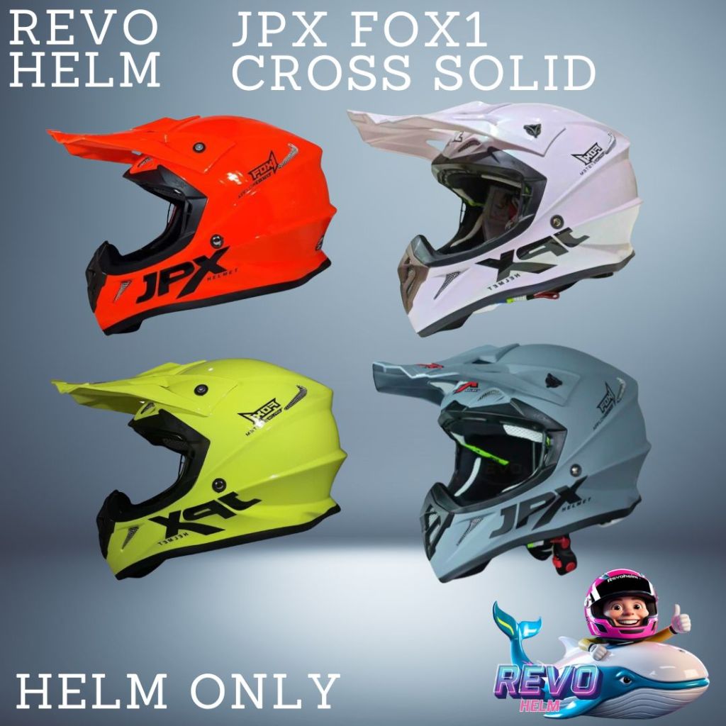 HELM JPX CROSS FOX1 SOLID ALL WARNA TERLARIS, HELM FULL FACE CROSS TRABAS, HELMET JPX OFFICIAL