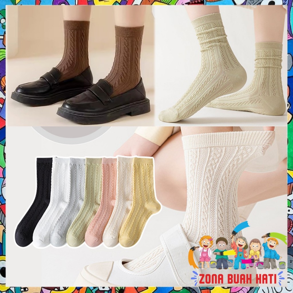 ZBH Kaos Kaki 6997 Kaos Kaki Panjang Wanita Dewasa Embos Renda Kaos Kaki Wanita Korean Style