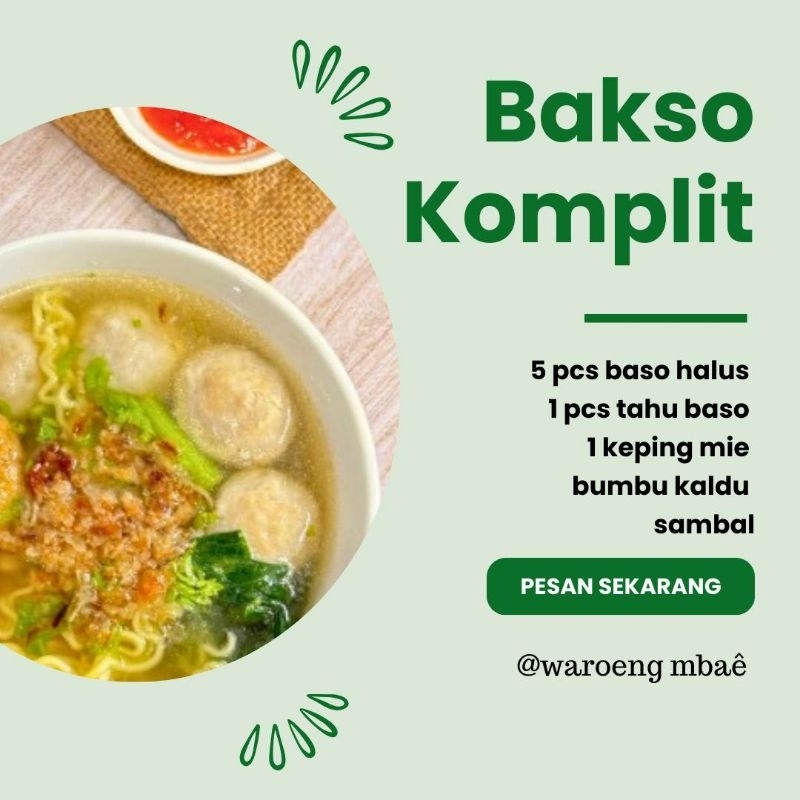 

Bakso Sapi Kuah Kaldu (Medok) isian bakso, tahu bakso, mie Kuning bumbu Dan saos sambal