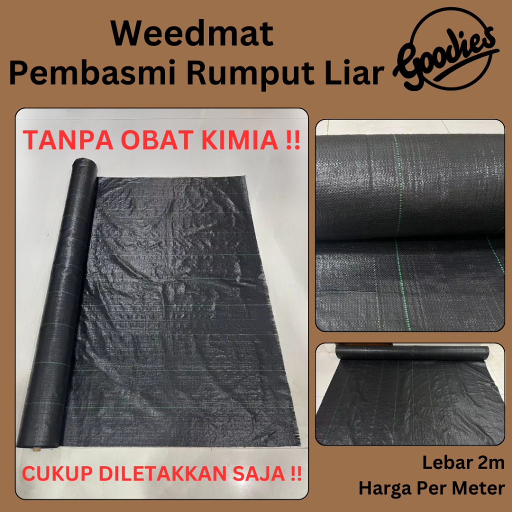 WEEDMAT Lebar 2 meter Pembasmi Rumput Liar Multifungsi Mulsa Tanaman / Wedmat Terpal Green House Wov