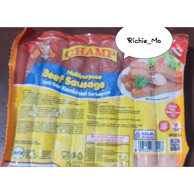 

Champ Sosis Sapi/ Ayam 1kg isi 40pcs/ 375gr isi 15 pcs