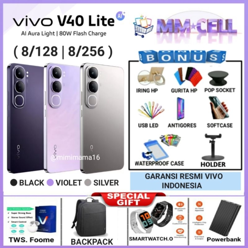 VIVO V40 LITE RAM 8/256 | V 40 LITE RAM 8/128 GARANSI RESMI VIVO INDONESIA