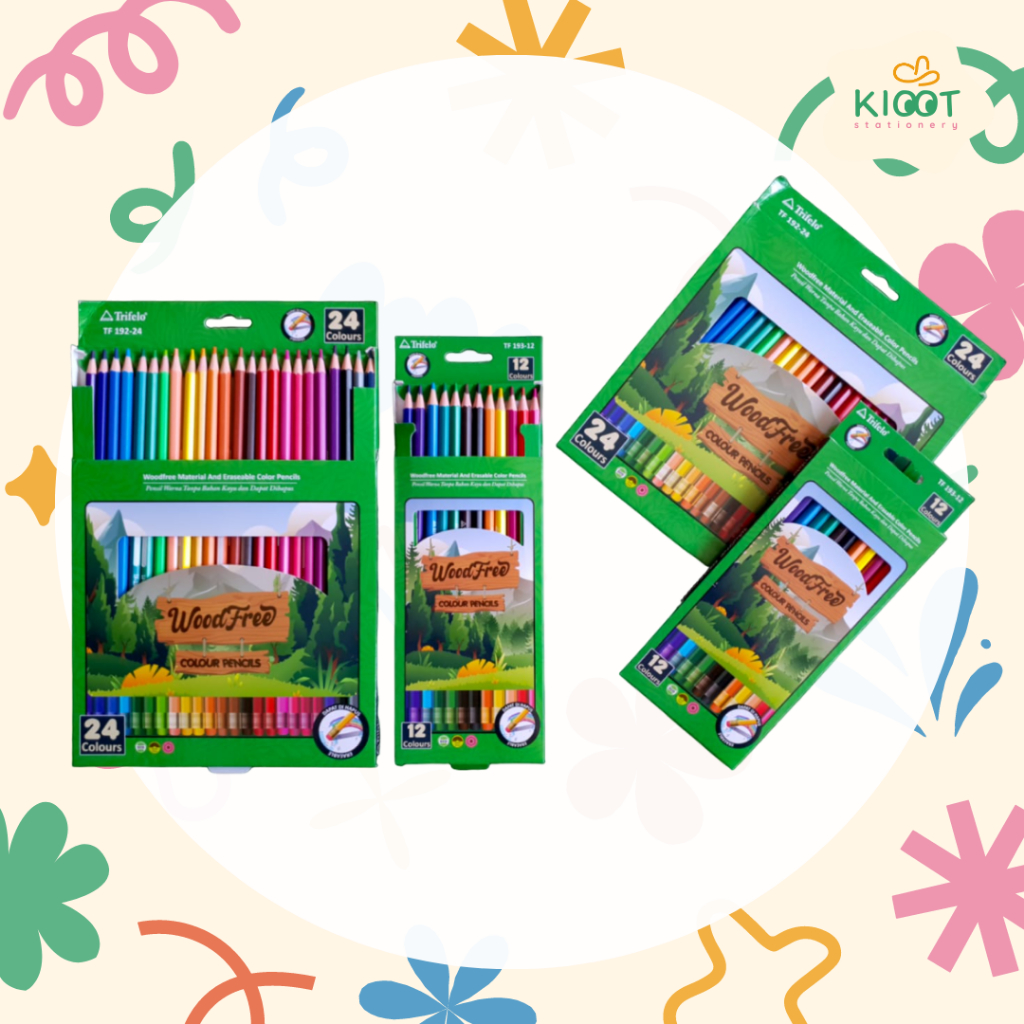 

Kioot - Pensil Warna 12 Pcs 24 Pcs Panjang Trifelo / Alat Menggambar Mewarnai Anak Sekolah Berkualitas