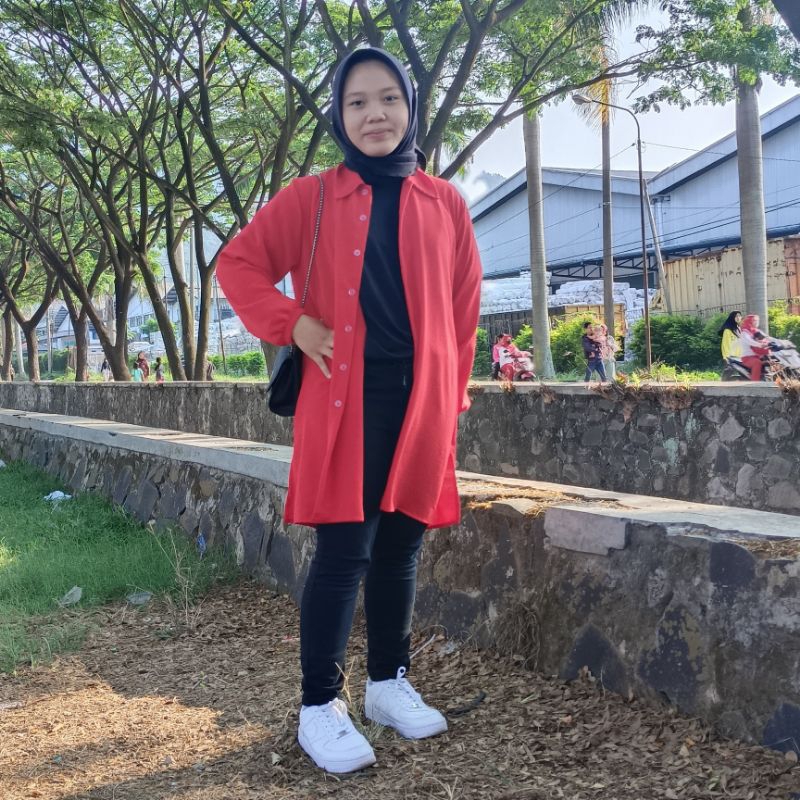 kemeja ootd hijab / kemeja polos crinkle airflow