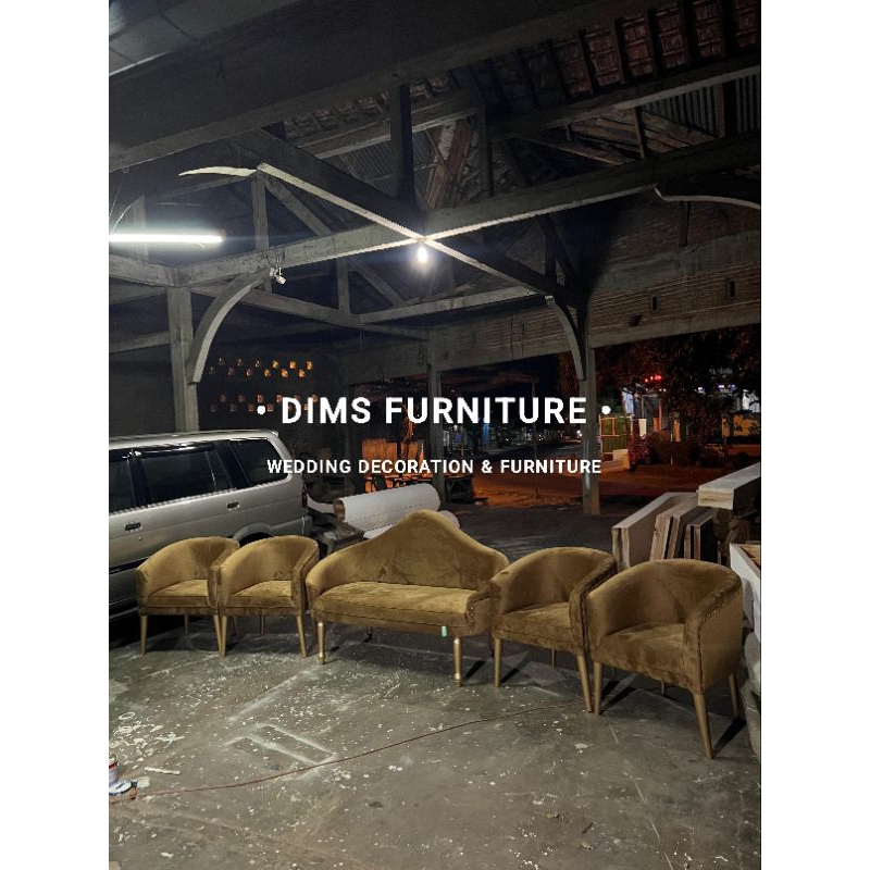 sofa pelaminan patrik kombinasi kursi pendamping C kain jok midely / kursi pengantin patrik / sofa n