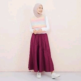 (130rb) rok galiya elastane skirt dark fuschia NEW no preloved ria miranda kamiidea cotton ink nadja
