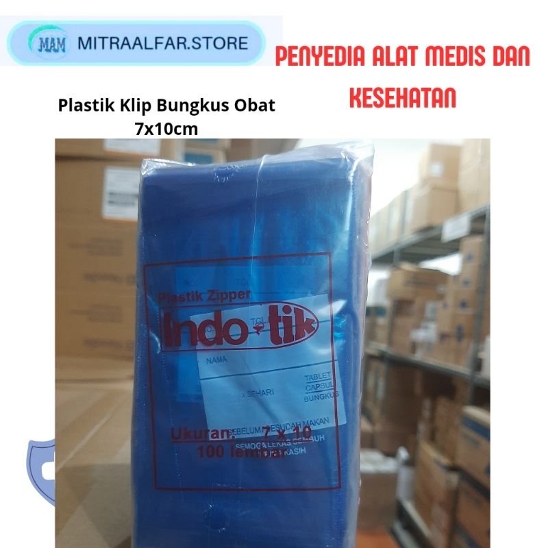 Plastik Klip Zip Biru Plastik Bungkus Obat 10x7 pak