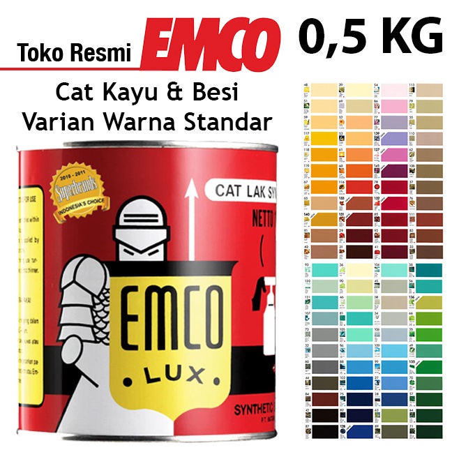 Emco Cat Kayu  Besi 5kg  Varian Warna Standar Hitam Putih Coklat Kuning Hijau Biru Merah