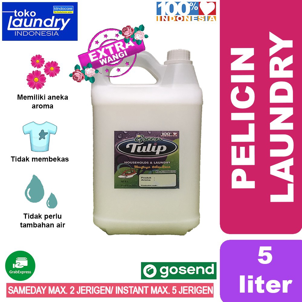 Pelicin Laundry EXTRA WANGI Green Tulip 5lt Pewangi Pakaian 5 liter