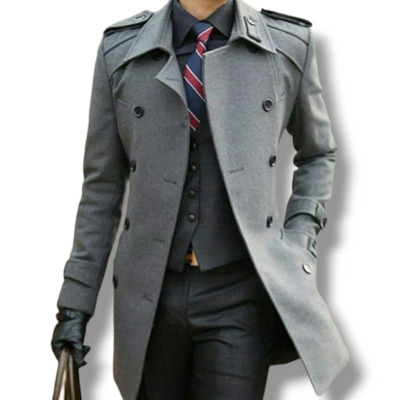 ZIVK Winter Coat Wool Import Pria Musim Dingin Double Breasted - Shinichi