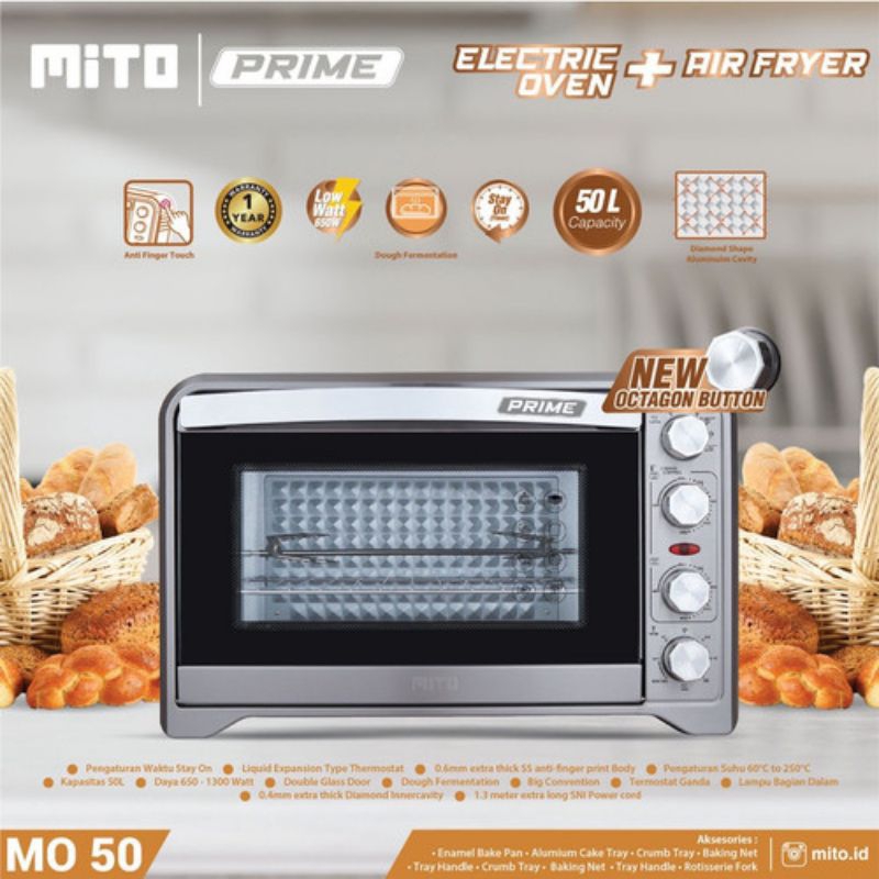 Electric Oven Mito Prime Mo 50 50 Ltr +airfryer/OVEN MITO MO 50 GARANSI RESMI 1 TAHUN