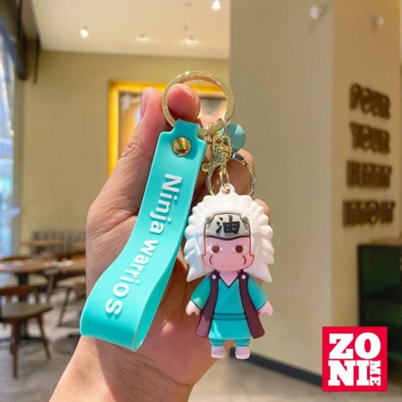ZONIME Keychain Jiraiya Gantungan Kunci Tas Karakter Anime Naruto Pajangan Action Figure Mini Topper