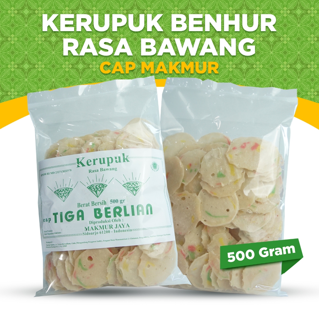 

KERUPUK MENTAH CAP MAKMUR, KERUPUK BENHUR RASA BAWANG RENYAH GURIH TANPA DIJEMUR