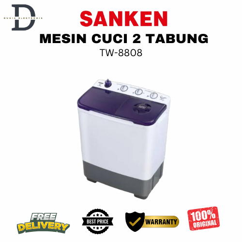 MESIN CUCI 2 TABUNG SANKEN - TW 8808 - 8 KG