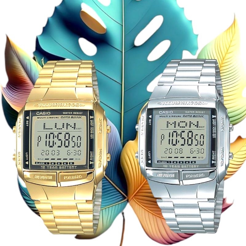Jam tangan UNISEX, Pria, wanita CASIO DB-306, DB-306G, Digital, stainless steel, ORIGINAL, bergarans