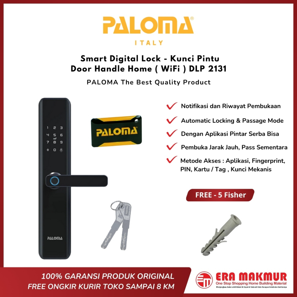 PALOMA - DLP 2131 Smart Digital Lock - Kunci Pintu Door Handle Home ( WiFi ) DLP 2131