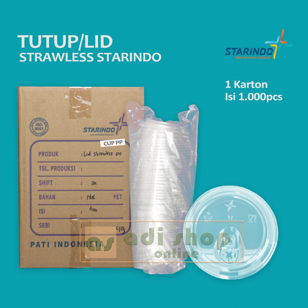RB Strawless Lid PET & PP Untuk Cup Merk STARINDO / Tutup Cup Strawless / Starindo Lid Isi 1000Pcs
