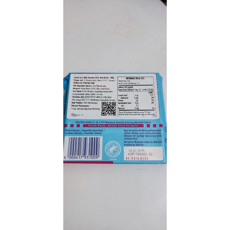 

Ritter sport chocolate 100gram