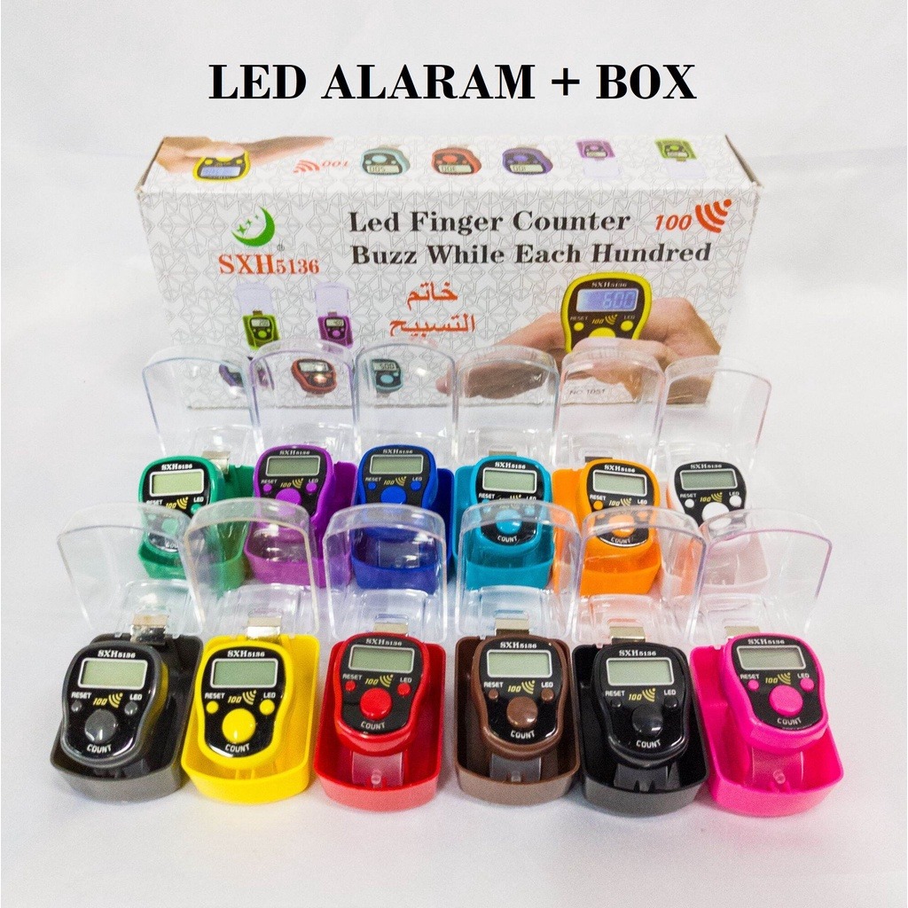 DISKON TASBIH ALARM LED SHX5136 DIGITAL FINGER COUNTER LED ALARM 100 AKAN BUNYI 3 TOMBOL