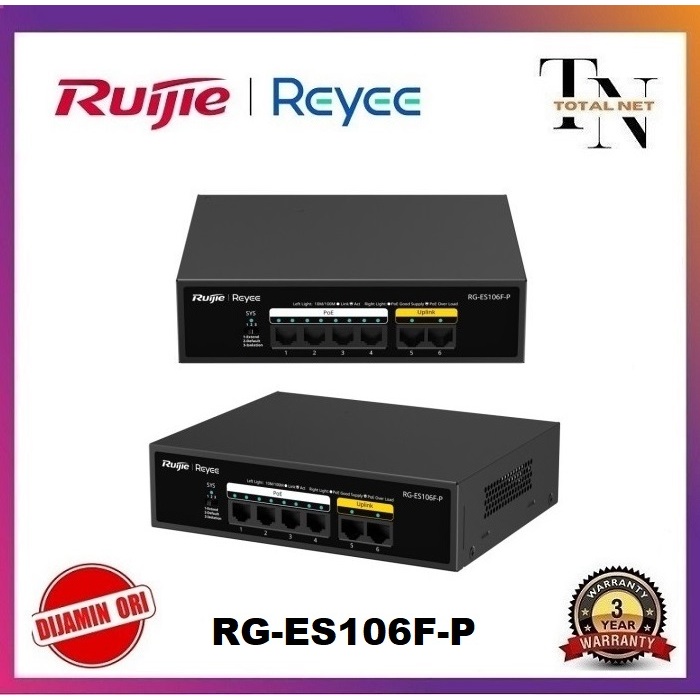 Ruijie RG-ES106F-P Switch PoE Unmanage 6-Port 10/100 Mbps ES106F