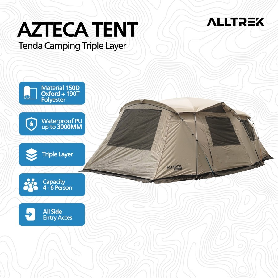 ALLTREK Tenda Camping AZTECA Tunnel 5P Triple Layer Waterproof Tent