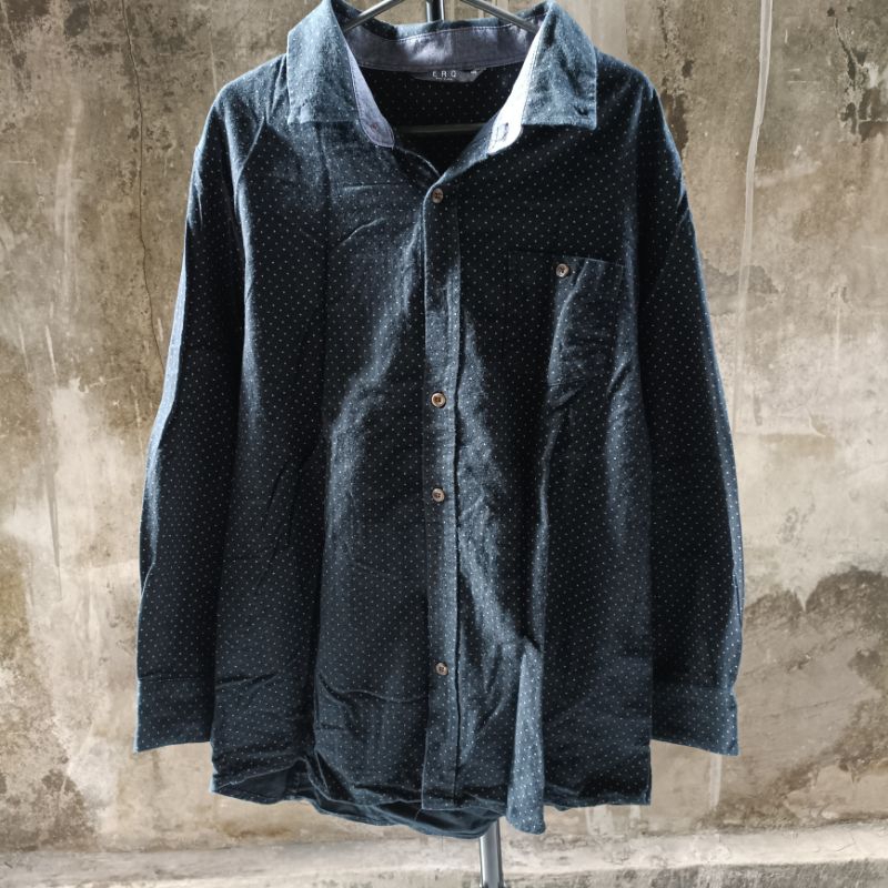 KEMEJA FLANEL POLKADOT HITAM ABU-ABU