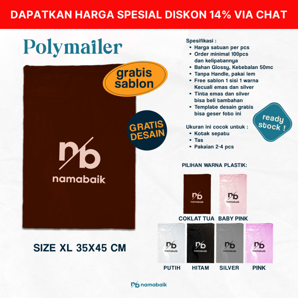 

[COD] Polymailer XL 35X45 CM Plastik Packing Gratis Sablon Desain