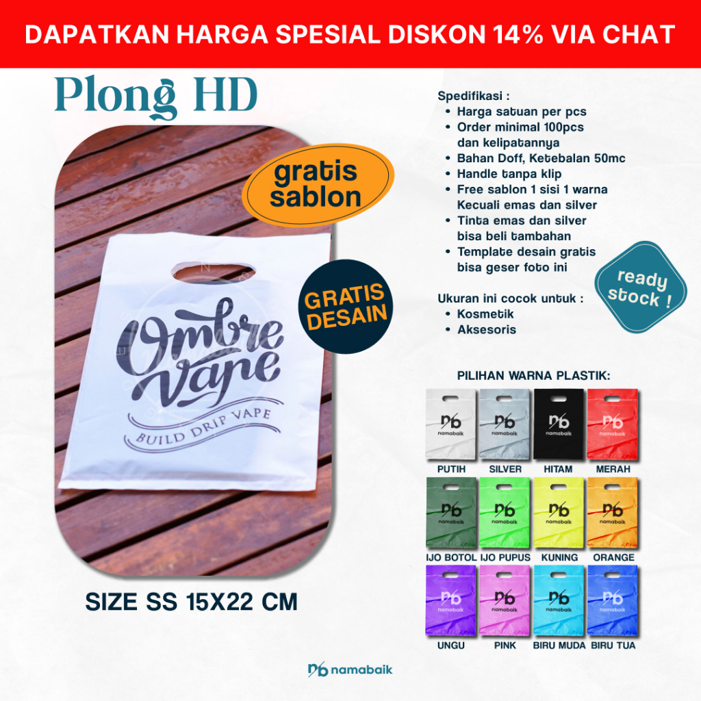 

[COD] Plong HD SS 15x22 cm Plastik Packing Sablon Gratis Desain