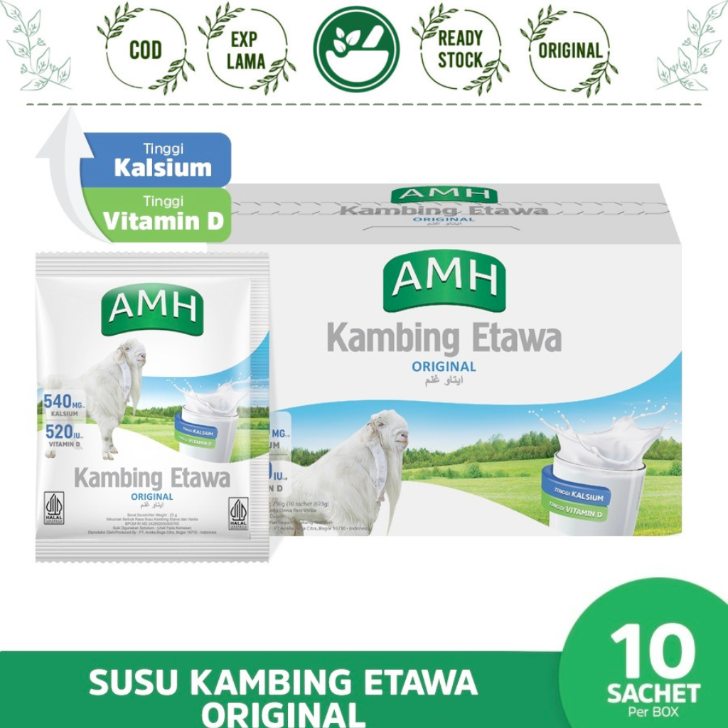 

AMH SUSU KAMBING ETAWA ORIGINAL 10 SACHET RASA VANILLA TINGGI KALSIUM VITAMIN D TULAN DAN SENDI