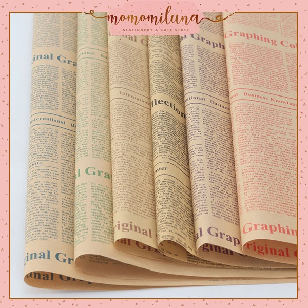 

Newspaper cellophane flower wrapping kraft paper aesthetic kertas bungkus buket bunga vintage style HB1676