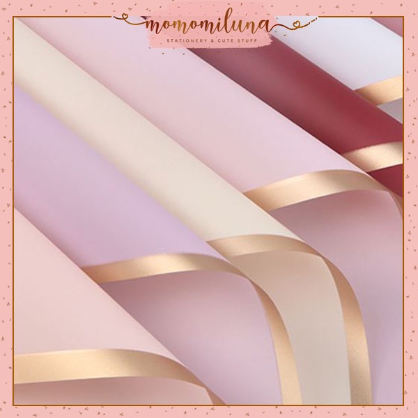 

Gold edge cellophane flower wrapping paper kertas bungkus buket bunga estetik polos list pinggiran HB1682