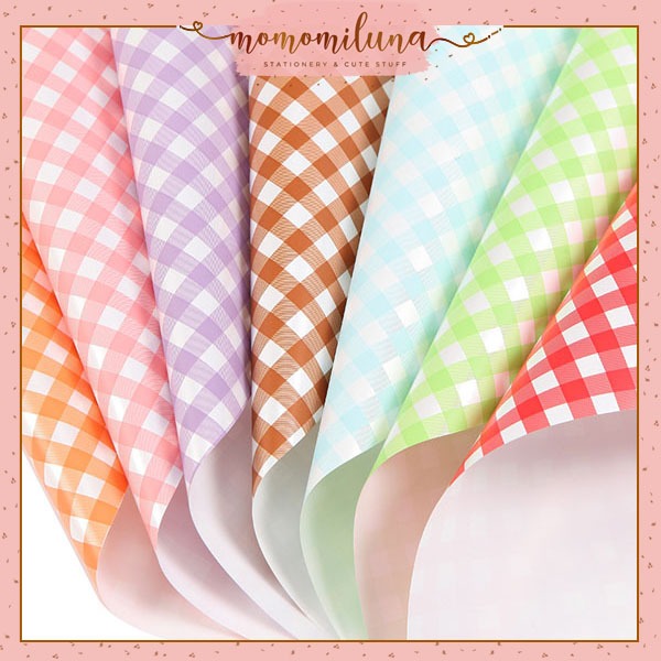 

Korean plaid cellophane flower wrapping paper kertas buket bunga motif kotak gingham HB1684
