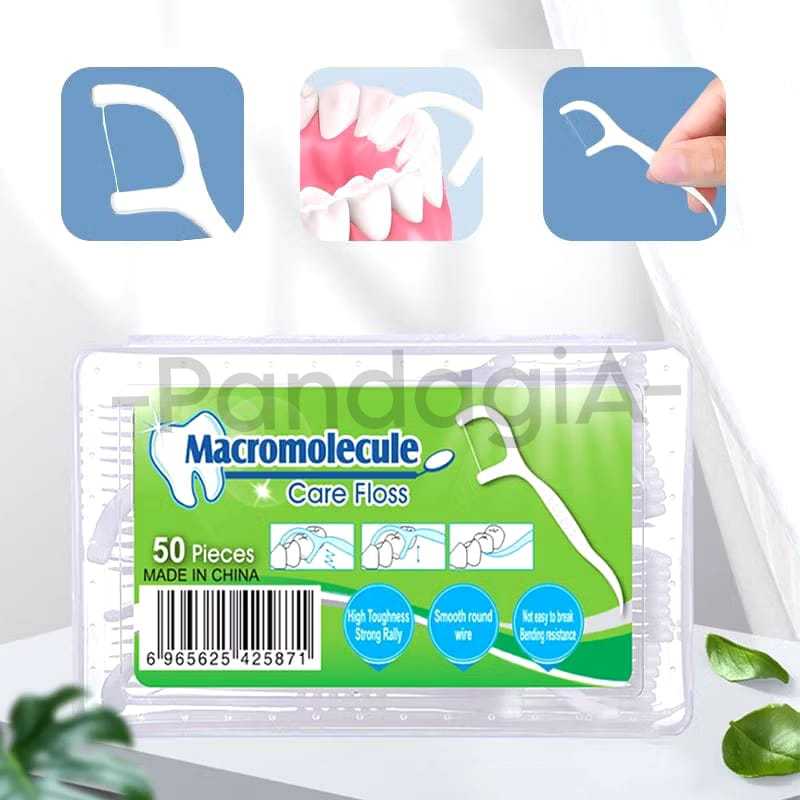 Tusuk Gigi Dental Floss Macromolecul 1 Box Isi 50 Pcs High Quality Pembersih Sela