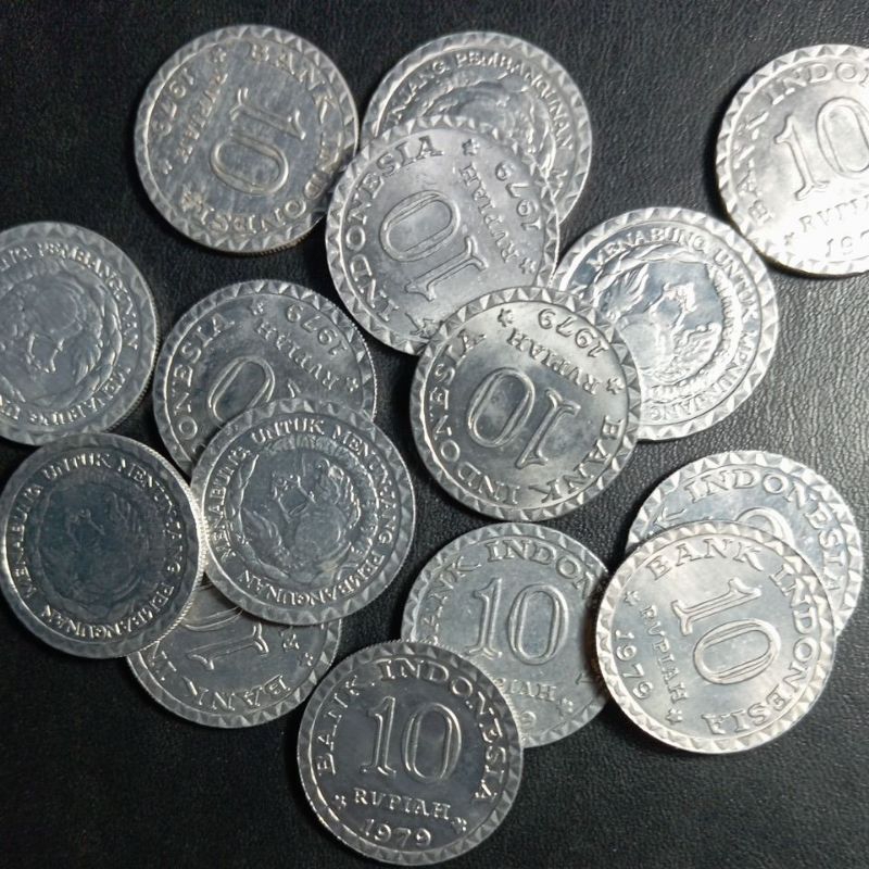 koin kuno 10 rupiah tabanas putih bersih