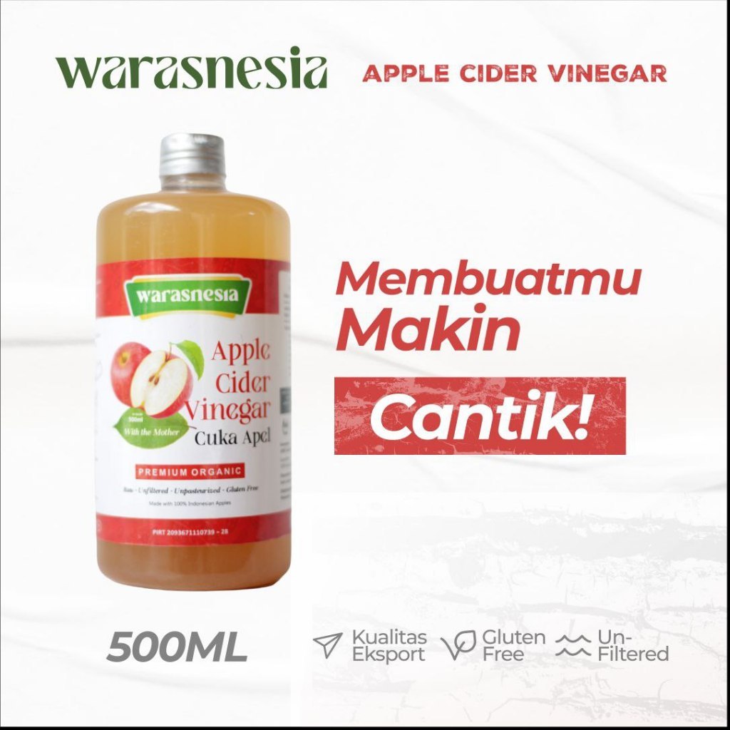 

WARASNESIA | CUKA APEL ORIGINAL organik 500ml/250ml apple cider vinerga untuk diet dan kecantikan