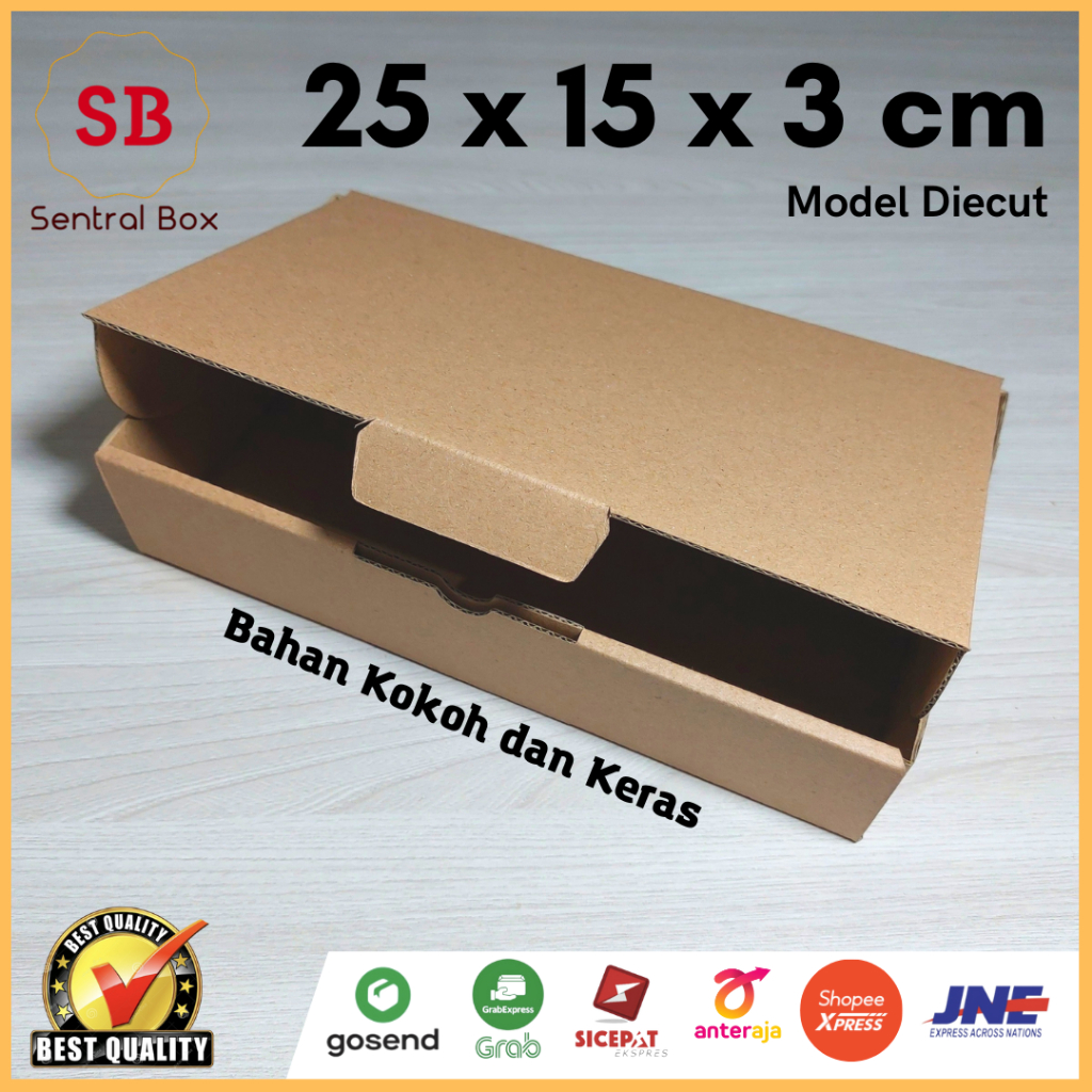

( Min.order 5 pcs ) Kardus 25 x 15 x 3 cm............ Die Cut ( untuk pembelian di atas 10 pcs harga lebih murah )