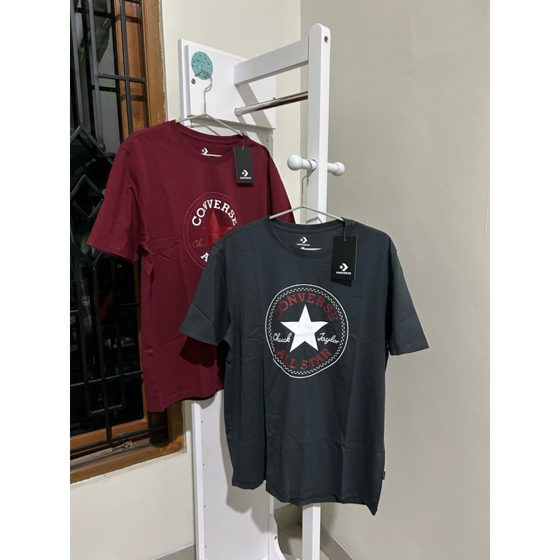 Kaos converse men sale 70% M dan L dark grey/ maroon logo ditengah ori sport station