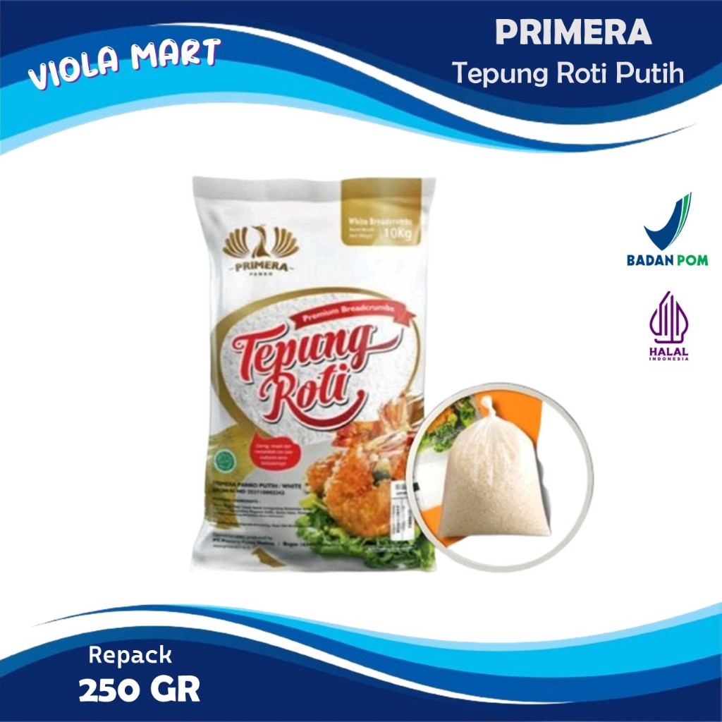 

PRIMERA Tepung Roti Putih 250gr / Panir Putih / BreadCrumbs White {Tersedia Harga Grosir}