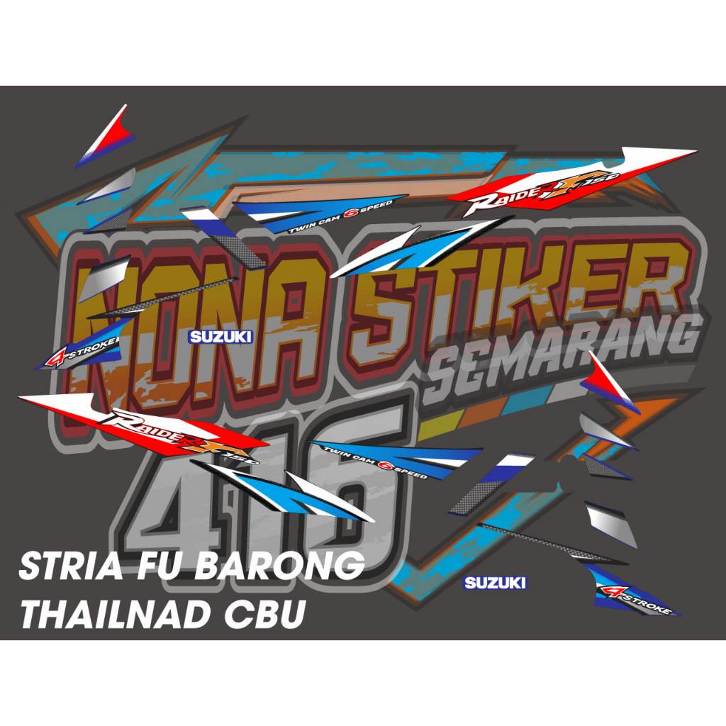 STIKER STRIPING VARIASI SUZUKI SATRIA FU BARONG THAILAND CBU