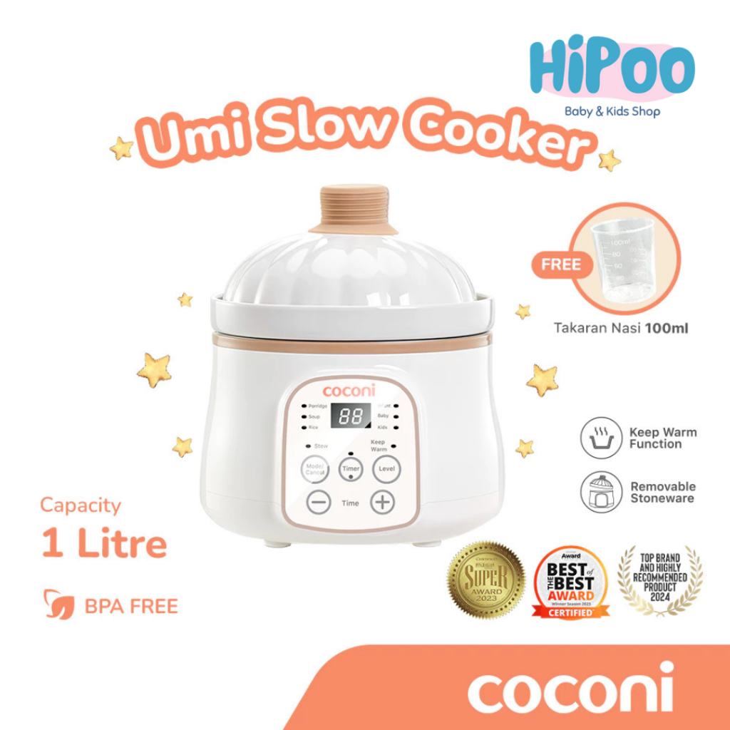 COCONI Umi Slow Cooker 1L | Slow Cooker Alat Masak Makanan Bayi Digital Alat Masak MPASI Makanan Bay