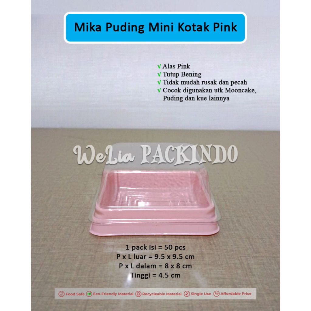 [50 PCS] Mika Puding Mini Kotak Coklat Pink / Mika Mooncake Kotak / Mika Mochi Ichigo Daifuku