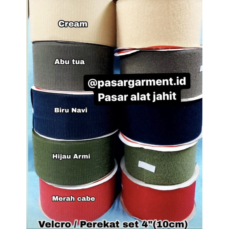 Velcro/ Perekat set (kasar+halus) 4in/ 10cm WARNA