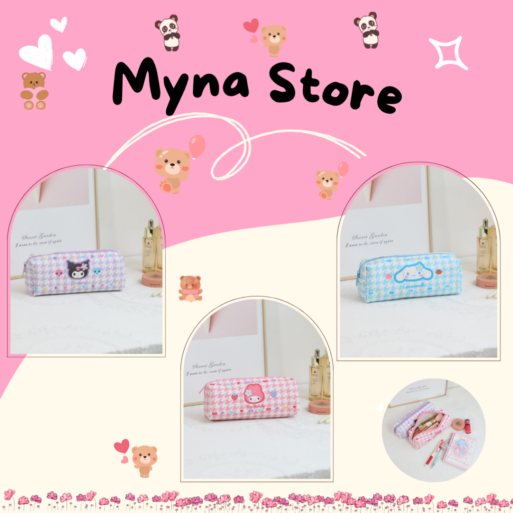 

Mynastore Tempat Pensil Sanrio Tas Alat Tulis Cinnamoroll Kuromi Melody Pochacco Pompurin HK Motif- TP008