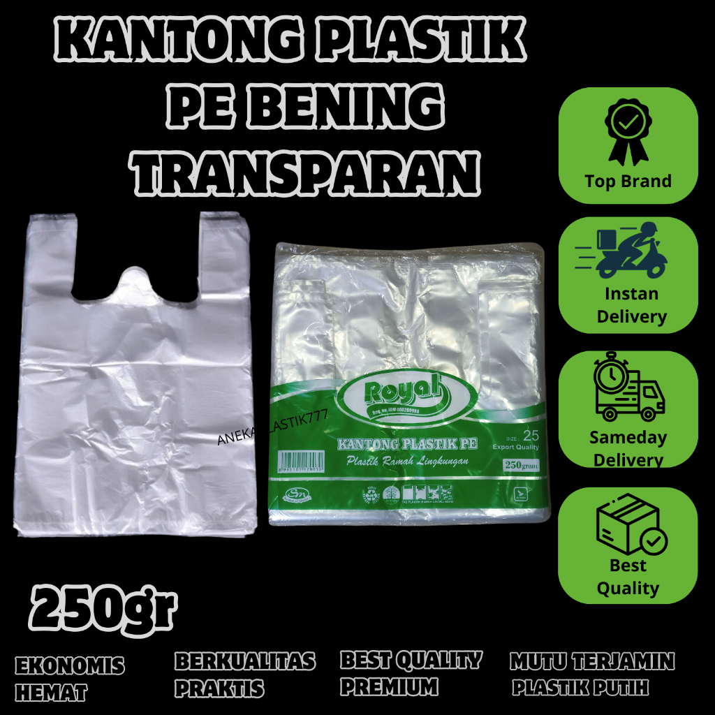 Kantong Plastik Kresek PE Bening Royal Berat 250 Gram Kantong Plastik Kresek Bening Kantong Plastik