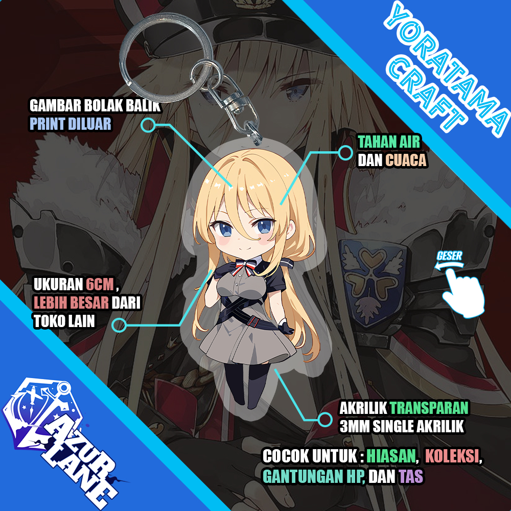 Gantungan Kunci Bismarck Azur Lane, Keychain Anime Game