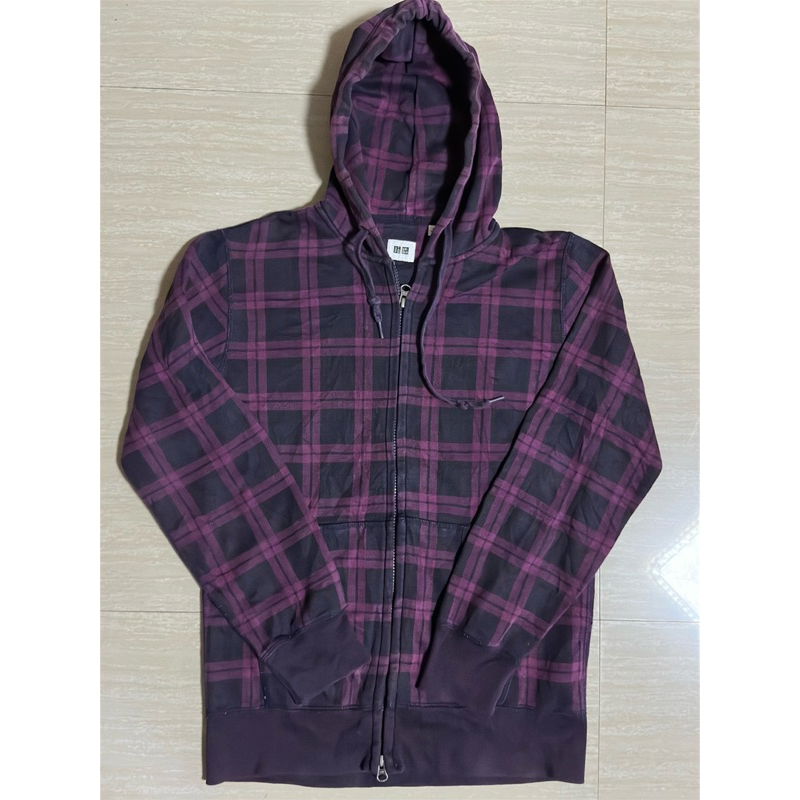 Hoodie Zipper Uniqlo Tartan Size M